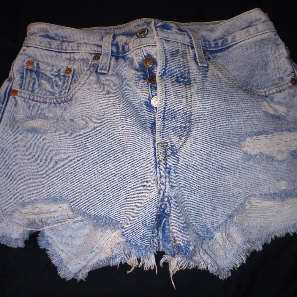 Stylish Light Blue Distressed Jean Shorts